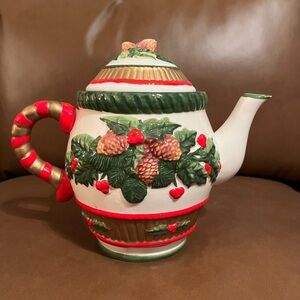 Vintage Holiday Treasure Ceramic Teapot